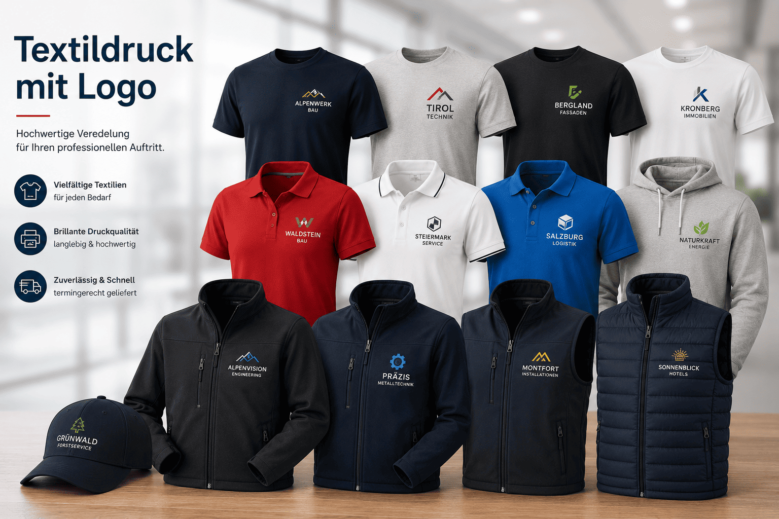 TEXTILEDRUCK MIT LOGO